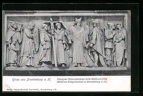 AK Brandenburg /Havel, Relief am Kriegerdenkmal