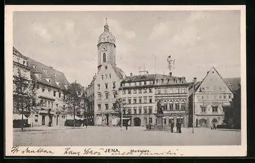 AK Jena, Marktplatz mit Denkmal