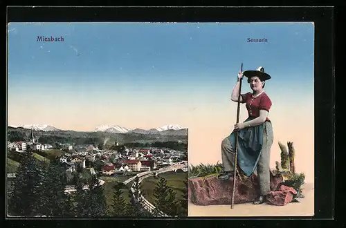 AK Miesbach, Ortsansicht und Sennerin