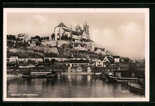 AK Breisach, Teilansicht mit Rheinhafen