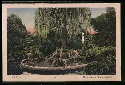 AK Steyl, Missionshaus St. Antoniustal, Partie aus dem Garten