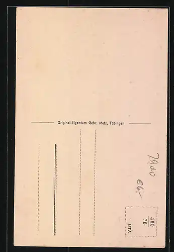 Künstler-AK Ulm a. D., Der Ulmer Spatz mit Spruch