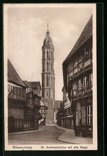 AK Braunschweig, St. Andreaskirche mit alte Wage
