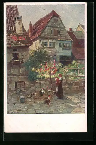 Künstler-AK Besigheim, Alte Häuser