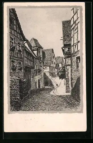 Künstler-AK Alt-Wimpfen am Neckar, Untere Blauturmgasse