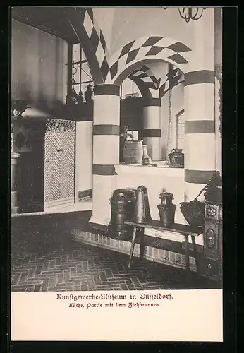 AK Düsseldorf, Kunstgewerbe-Museum, Küche, Partie mit dem Ziehbrunnen