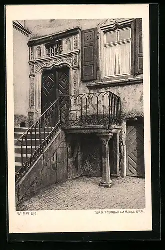 AK Wimpfen, Tür mit Vorbau am Hause Nr. 71