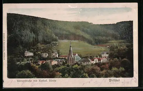 AK Wildbad, Kernerstrasse mit katholischer Kirche