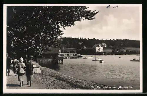 AK Herrsching am Ammersee, Promenade am Seeufer