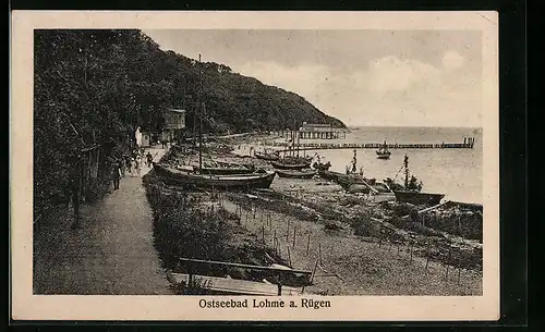 AK Lohme / Rügen, Strand mit Promenade