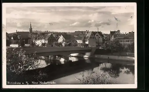 AK Rottenburg a. N., Teilansicht mit neuer Neckarbrücke