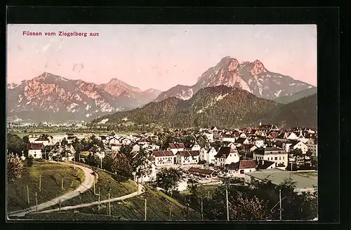 AK Füssen, Blick vom Ziegelberg