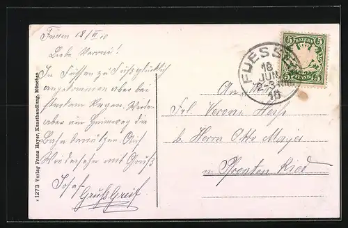 AK Füssen, Blick vom Ziegelberg