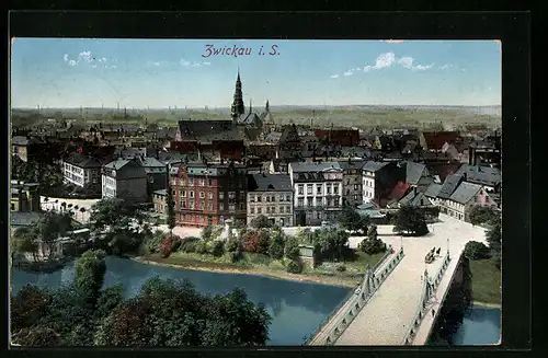 AK Zwickau i. Sa., Teilansicht aus der Vogelschau