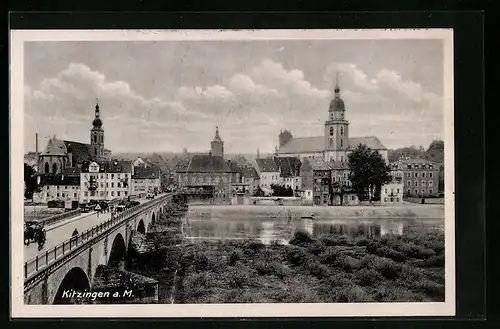 AK Kitzingen a. M., Partie an der Flussbrücke