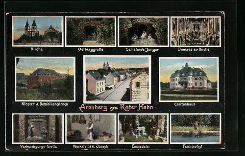 AK Arenberg, Gasthaus Zur Krone, Caritashaus, Kirche