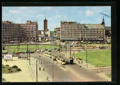 AK Berlin, Alexanderplatz mit Strassenbahn