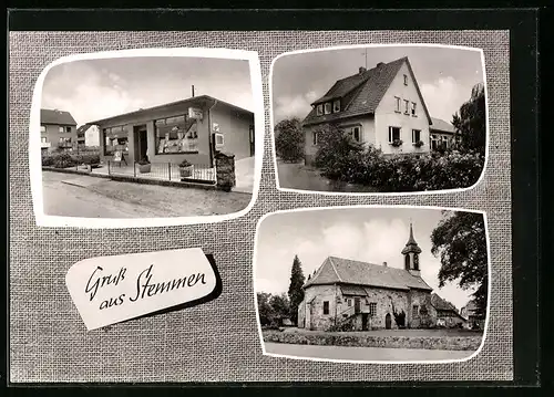 AK Stemmen, Kirche, Ladengeschäft und Wohnhaus