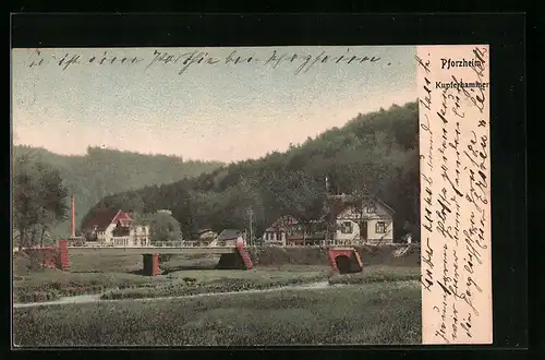AK Pforzheim, Blick zum Gasthaus Kupferhammer