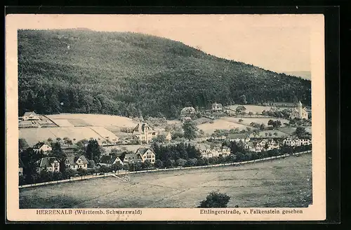 AK Herrenalb / Calw, Ettlingerstrasse v. Falkenstein aus gesehen