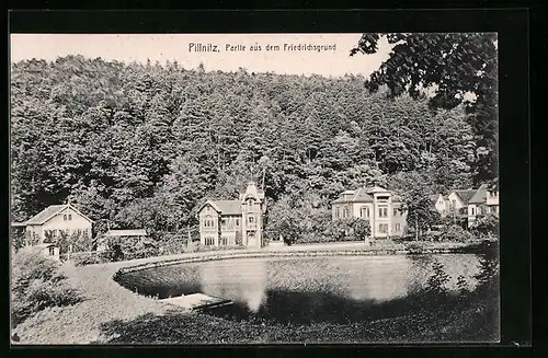 AK Dresden-Pillnitz, Partie aus dem Friedrichsgrund