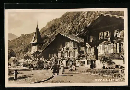 AK Meiringen, Dorfpartie mit Anwohnern