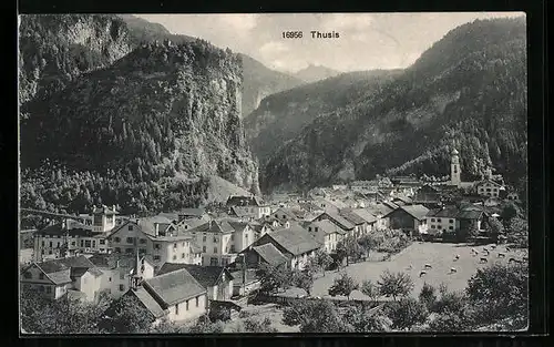 AK Thusis, Totale mit Gebirge