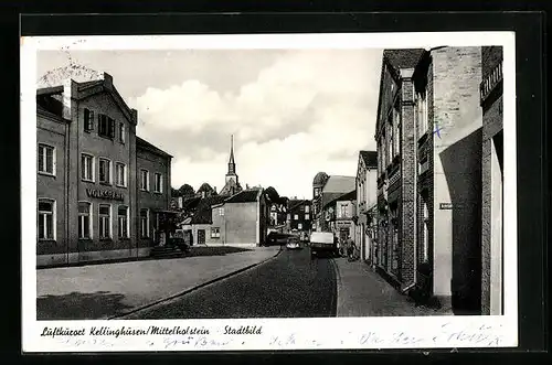 AK Kellinghusen / Mittelholstein, Stadtansicht mit Volksbank