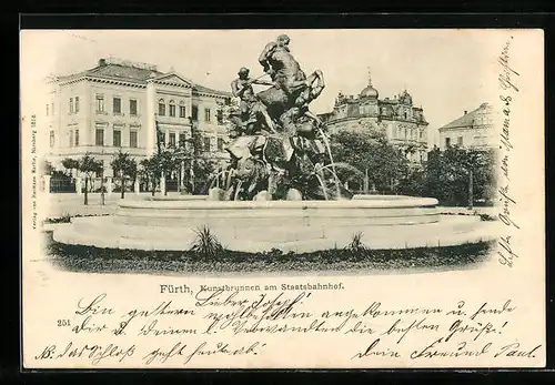 AK Fürth, Kunstbrunnen am Staatsbahnhof