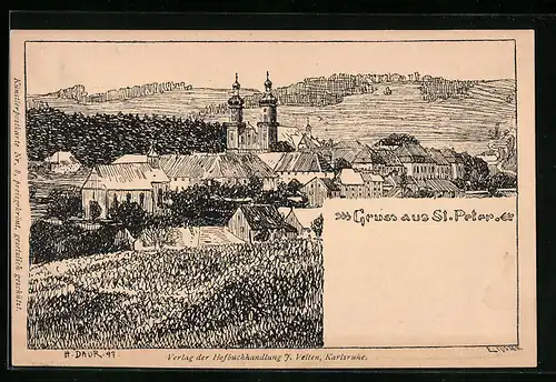 Künstler-AK St. Peter, Ortsansicht