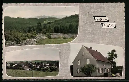 AK Eichholz / Reichshof, Ortsansicht und Pension Fr. A. Rothstein