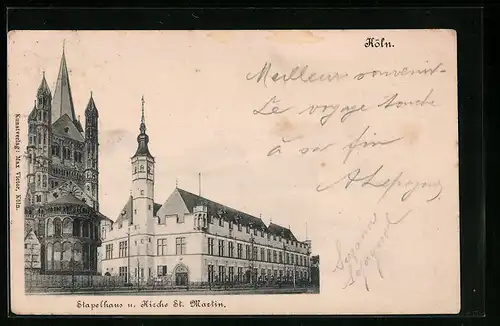 AK Köln a. Rh., Stapelhaus und Kirche St. Martin