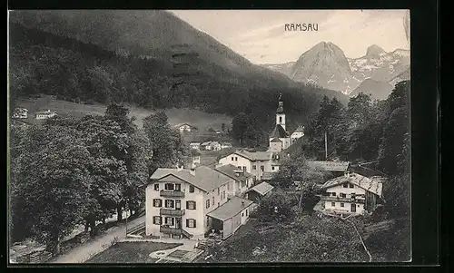 AK Ramsau, Ortsansicht aus der Vogelschau