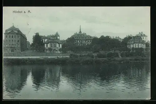 AK Höchst a. M., Blick über den Main zur Stadt