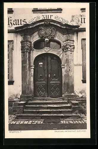 AK Wimpfen i. T., Haustüre am Gasthof zur Linde