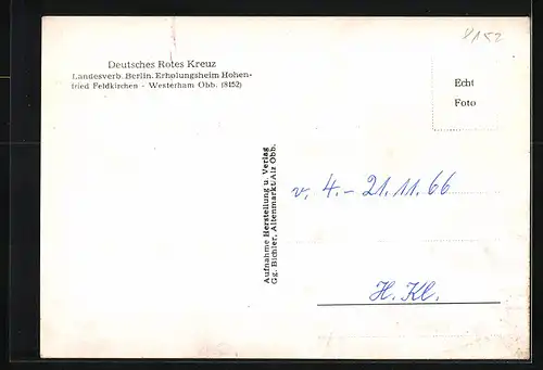 AK Westerham (Obb.), Erholungsheim Hohenfried Feldkirchen