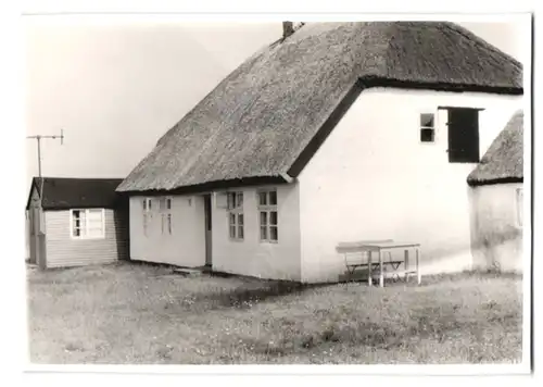 3 Fotografien Ansicht Hiddensee, Katen mit Reetdächern auf der Insel