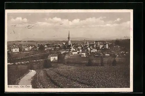 AK Bad Hall, Panoramablick von der Anhöhe aus gesehen