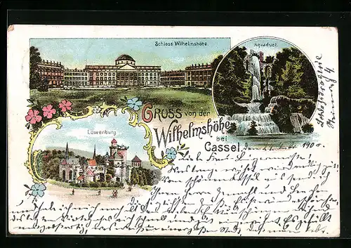Künstler-AK Kassel, Schloss Wilhelmshöhe, Löwenburg, Aquaduct