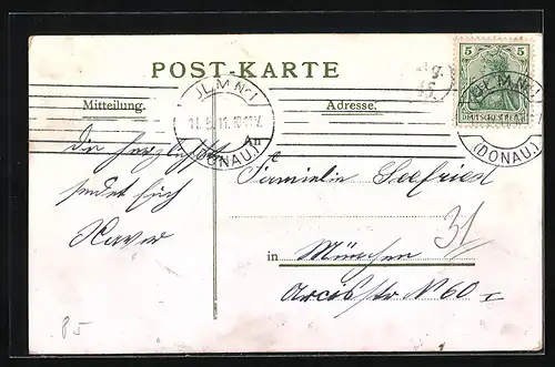 Lithographie Ulm, Teilansicht mit Münster