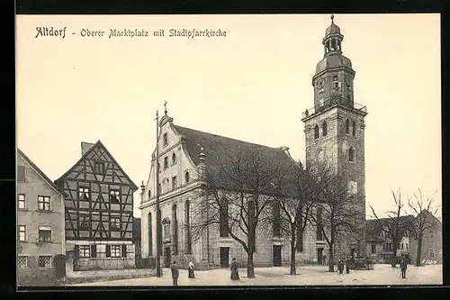 AK Altdorf, Oberer Marktplatz mit Stadtpfarrkirche