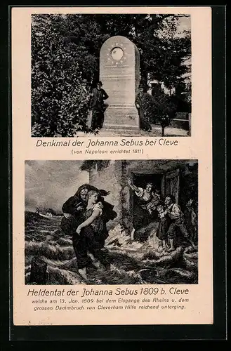 AK Cleve, Denkmal der Johanna Sebus, Heldentat der Johanna Sebus