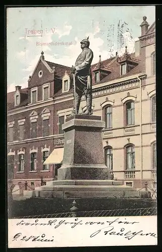 AK Treuen i. V., Ansicht vom Bismarckdenkmal