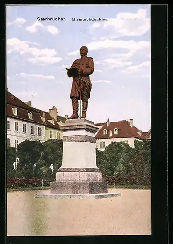AK Saarbrücken, Blick auf das Bismarckdenkmal