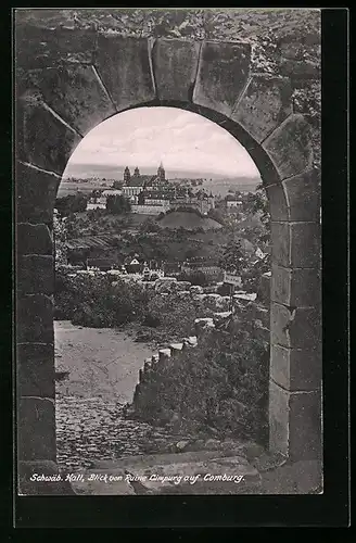 AK Schwäb. Hall, Blick von Ruine Limpurg auf Comburg