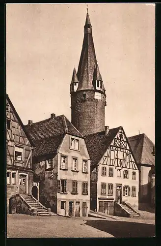 AK Ottweiler, Fachwerkhaus & alter Turm
