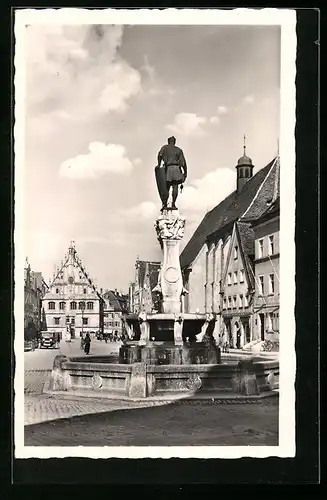AK Weissenburg, Strassenpartie mit Brunnen
