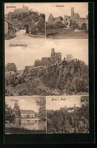AK Hardenberg, Teilansicht mit Gasthaus, Schloss, Blick vom Park