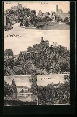 AK Hardenberg, Teilansicht mit Gasthaus, Schloss, Blick vom Park