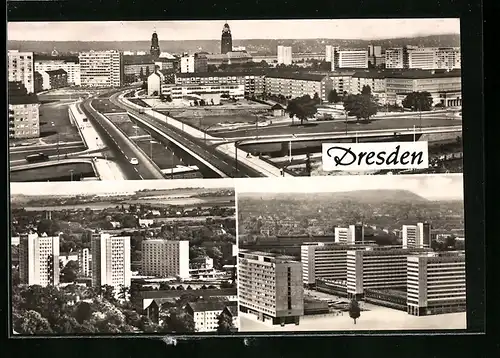 AK Dresden, Blick zur Wiener Strasse, Blick zur Prager Strasse